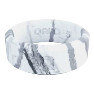QALO Silicone Marbled White and Black Ring Size 6